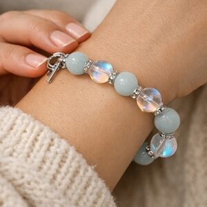 Elegant Rainbow and Blue Amazonite Beaded Bracelet